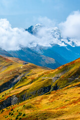 Widok z Col de Balme, Le Tour, Montroc, Francja, Alpy, Chamonix, masyw Mont Blanc. Zdjęcie wykonane we wrześniu 2025, jesień 