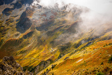 Widok z Col de Balme, Le Tour, Montroc, Francja, Alpy, Chamonix, masyw Mont Blanc. Zdjęcie wykonane we wrześniu 2025, jesień 