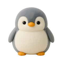 Fototapeta premium Adorable, chubby cartoon penguin illustration with big, expressive eyes and a friendly demeanor.