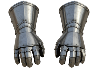 Pair of medieval gauntlets transparent background cutout png