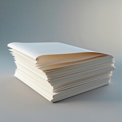 Stack of blank paper sheets on gradient background in soft light