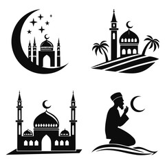 Collection of islamic symbols for ramadan kareem