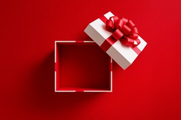 gift box mockup on red background