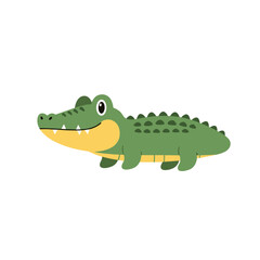 Fototapeta premium Cartoon crocodile character with a friendly expression on a white background 