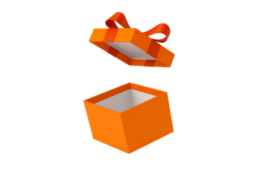 open orange gift box png