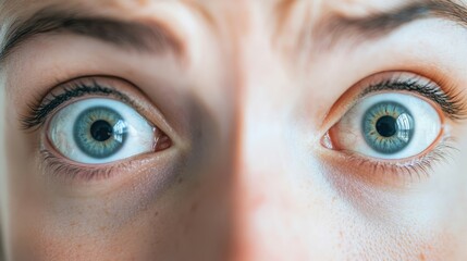 Eyes express surprise and curiosity in close-up of a person indoors during daylight