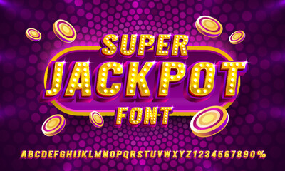 Super Jackpot Glowing Font Effect with Casino Chips.