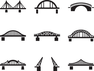 Minimalist Bridge Vector Illustration Collection for Urban Infrastructure and Architecture Design
