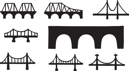 Bridge Icon Set Collection Modern Vector Illustration of City Architecture and Construction Design
