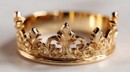 A stunning gold crown featuring detailed designs and sparkling gemstones, perfect for special occasions or costume wear