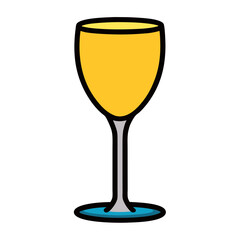 Illustration of a wine glass with yellow wine for bar restaurant and drink menu design element