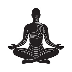 Mindful Breathing Pose Silhouette Vector Illustration For Relaxation