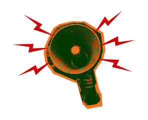 Megaphone Pop Art Retro Announcement Paper Cut Out PNG Transparent