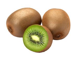 Obraz premium kiwi fruits isolated on transparent white background full depth of field clipping path