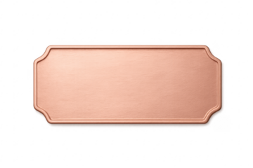 Blank copper metal nameplate sign with frame on transparent background