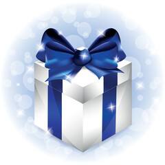 Gift with ribbon and bow isolated on the white background, clipping path included.