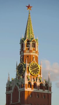 hyper lapse of Kremlin clock, Moscow, Russia