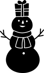 Snowman character silhouette .
Winter Christmas snowman silhouette icon  isolated.
Transparent background. SVG.