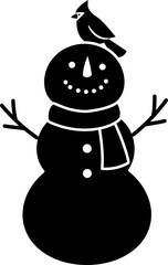 Snowman character silhouette .
Winter Christmas snowman silhouette icon  isolated.
Transparent background. SVG.