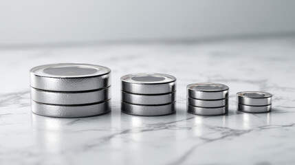 Frosted clock ring with removable glass discs on white marble background
