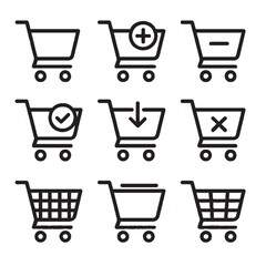 Shopping Cart Line Icons Set | Add to Cart, Remove, Checkout, Empty Cart, Purchase Vector Symbols