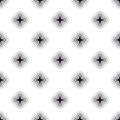 Black Shining Stars Aura Seamless Pattern, White Background.