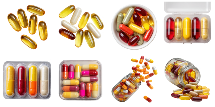 Medicine tablet die cut transparent mock up in pharmacy concept decoration.