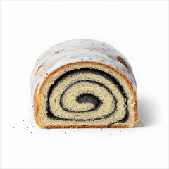 A delicious slice of swirl poppy seed roll cake