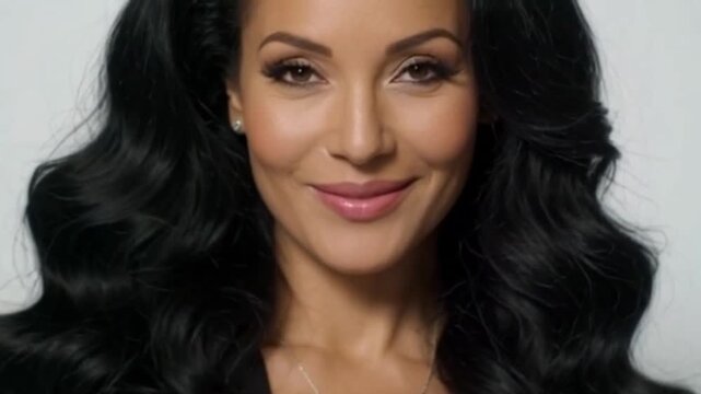 H&uuml;bsche junge Frau mit dunklem Haar