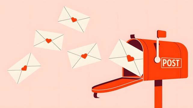 Love letters mailbox post romance valentine heart mail correspondence message delivery communication sending