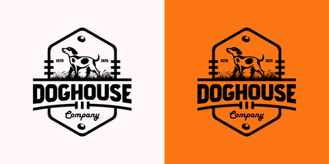 Doghouse Vintage Pet Paw Logo Emblem