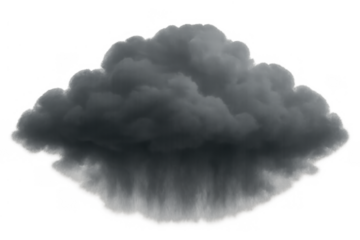 Dark storm cloud bringing heavy rain, showing severe weather and atmospheric conditions on transparent background