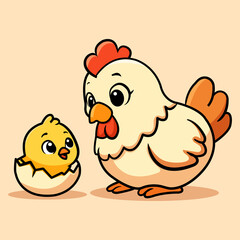 Mother Hen and Baby Chick
