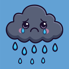 Crying Cloud Raining Cartoon Icon