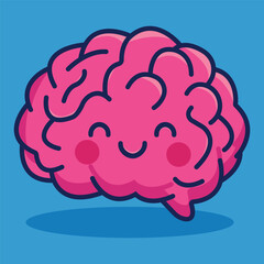 Happy Cute Brain Cartoon Icon