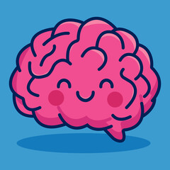 Happy Cute Brain Cartoon Icon