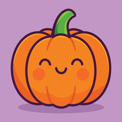Happy Cute Pumpkin Cartoon Icon