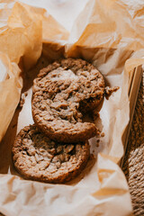 A box of cookies sits on a table