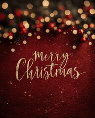 Festive red matte background with soft gold bokeh and central headline band
