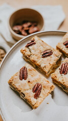 A plate of four peanut butter and jelly sandwiches sits on a table