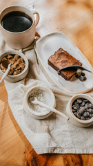 A white plate with a brownie