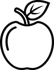 Apple vector illustration single fruit with leaf clean outline icon