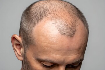 Obraz premium alopecia on human scalp, visible hair loss patches