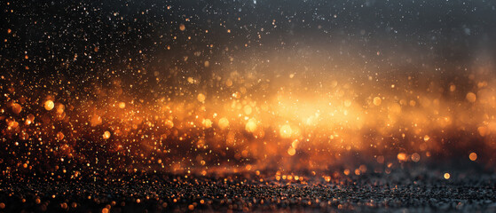 Amber to dark gradient background with lens pearls and blank lower third for text