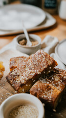 A plate of brown bread with sesame seeds on top