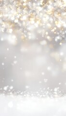 Elegant snowy christmas background with twinkling lights and blurred snowflakes for festive designs