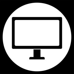 LCD Icon – Flat Screen Display Symbol in Black and White Minimalist Design