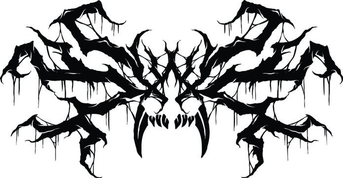 Tribal demon head skeleton ornament tattoo