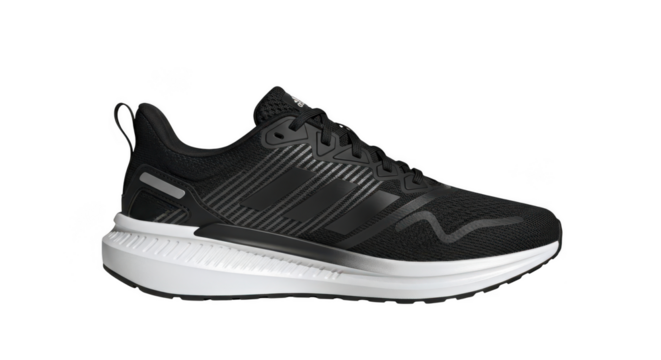 Black running shoe isolated on transparent background