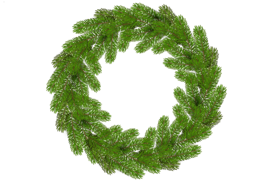 Christmas wreath of fir branches isolated on white background with clipping path